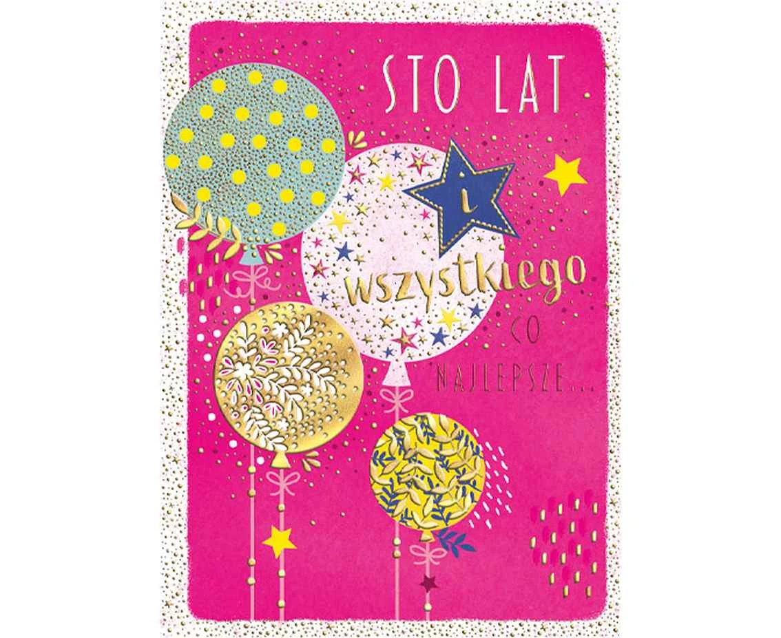 Greeting card b6 pink balloons, 1 pc.